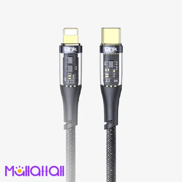 كابل بيانات شفاف Type-C إلى Lightning K673 بقوة 3 أمبير