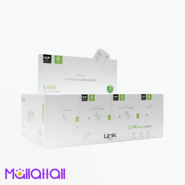 كابل شحن مايكرو USB موديل K449e بقوة 2.4 امبير وبطول 1 متر لون أبيض