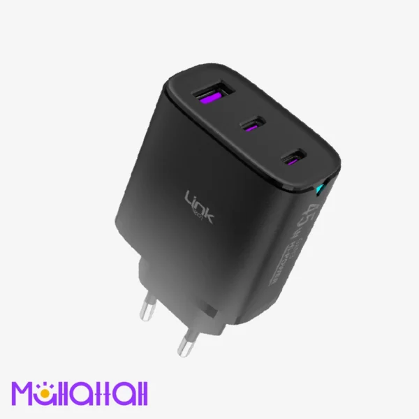 محول شاحن جوال سريع بثلاثة منافذ بقوة 45 واط