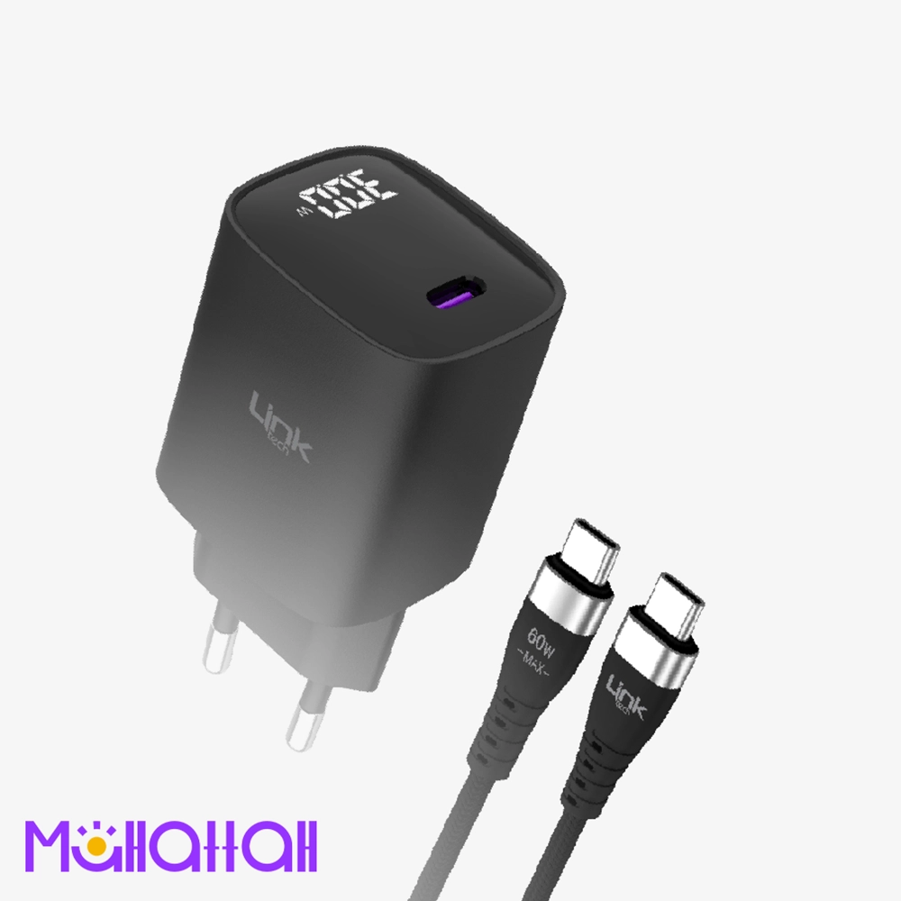 Linktech G847 شاحن جداري GaN3 30W مع كابل Type-C إلى Type-C سريع PD3.0 وQC4.0+ شاحن تايب سي إلى تايب سي