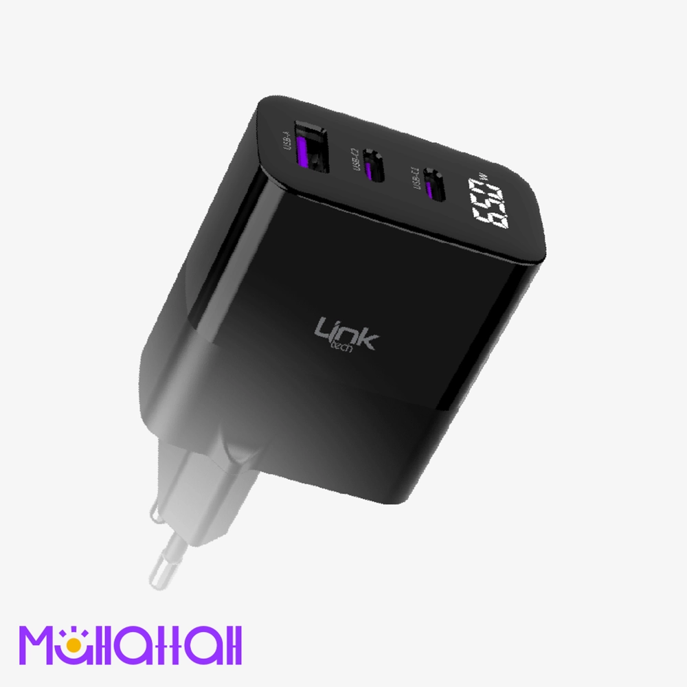 شاحن لينكتيك GaN3 بقوة 65 واط – 3 منافذ Type-C و USB-A سريع وآمن شاحن لينكتيك GaN3 بقدرة 65 واط